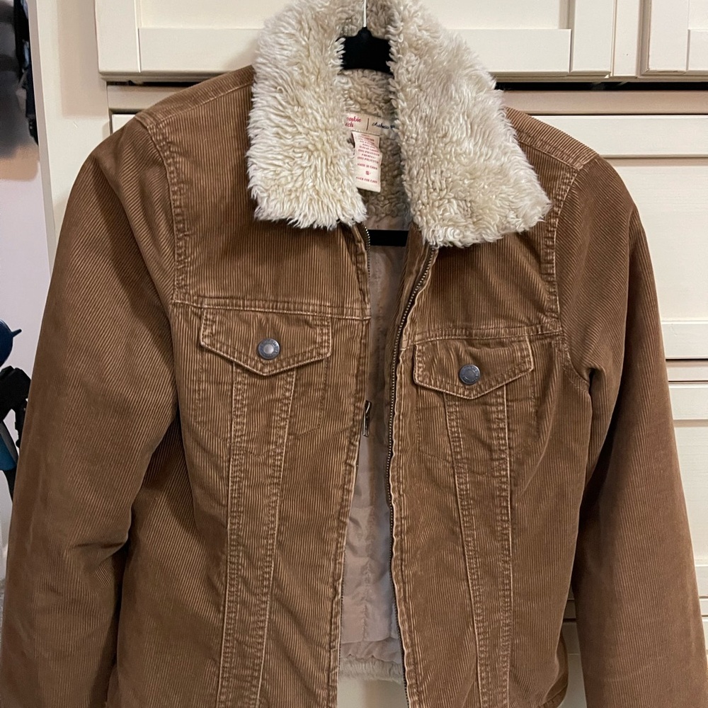 Abercrombie & Fitch Cream Faux Shearling Jacket size Small Vintage
